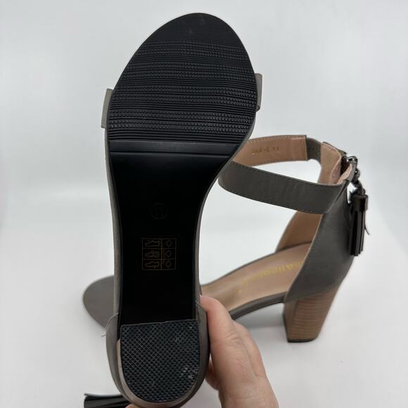Allegra K Gray Strappy Block Heels WMN 11 Tassel Zip Ankle Strap Open Toe Sandal - Picture 4 of 8